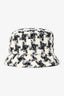 Pre-loved Chanel™ White/Black/Silver Wool-Blend Houndstooth Tweed Bucket Hat Size S