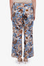 S Max Mara Blue/Brown Paisley Cotton Straight Leg Pants Size 14