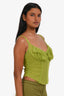Kathryn Bowen Green Ruffled Mesh Crop Top Estimated Size XS