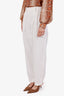 Brunello Cucinelli White Cotton Wide Leg Pleated Trousers Size US 8