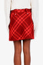 Burberry Red Check Pattern Wool Mini Skirt Size US 6