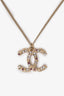 Pre-loved Chanel™ 12B Light Gold Tone Crystal Embellished Double Sided CC Necklace