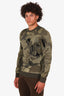 Alexander McQueen Green Camo Wool Skull Jacquard Sweater Size M Men's