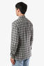 Chemise à manches longues Lanvin en coton gris/noir à carreaux, boutonnée, taille homme 41