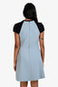 Victoria Beckham Blue Colourblock Short Sleeve Shift Dress Size 8