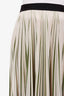 Weekend MaxMara Ivory/Green Pleated Mini Skirt Size L