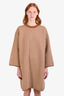 Hermès Brown/Cream Cashmere Houndstooth Knit Sweater Midi Dress Size 34