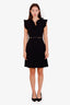 Gucci Black Horsebit Belted Ruffle Trim Mini Dress Size S