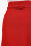 Christian Dior Red Wool Silk Midi Belted Skirt Size 4