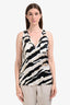Gucci Black/White Silk Deep V Tank Top Size S