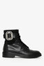 Roger Vivier Black Leather Crystal Embellished Combat Boots Size 39