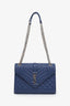 Saint Laurent Blue Grained Leather Small Envelope Bag