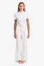 Nili Lotan Off White Linen Blend Pleated Trousers Size 6