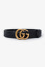 Gucci Black Leather GG Marmont Thin Belt Size 80/32