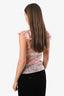 Dolce & Gabbana Pink/Cream Silk Lace Floral V-Neck Top Size 38