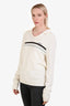 Adanola White Knit Stripe Polo Top Size S