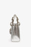 Christian Dior 2017 Limited Edition Silver Chrome Lizard Mini Lady Dior