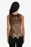 Dolce & Gabbana Leopard Print Silk Black Lace Sleeveless Blouse Size 40