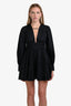 Aje Black Cotton Tiered Long Sleeve Mini Dress Size 8