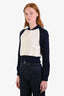 Christian Dior White/Navy Wool Logo Baseball Style Cropped Jacket Size 34