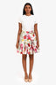 Dolce & Gabbana White/Multicolour Cotton Floral Print Mini Skirt Size 40