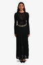 Versace Black Sheer Crepe Pleated Greca Border Waistband Maxi Skirt Size 40