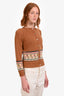 Gucci x Angela Lynne Brown Wool GG Jacquard Pattern Cardigan Size 10 Kids