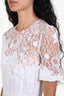 Dolce & Gabbana White Linen Blend Floral-Lace Midi Dress Size S