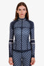 Christian Dior Navy Oblique Mock Neck Athletic Zip Up Shirt Size XS