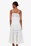 LoveShackFancy White Tiered Crochet Cotton Midi Dress Size XS