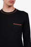 Gucci Black Cashmere Silk Web Trimmed Knit Sweater Size S Mens