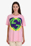Gucci Pink/Multicolour GG Heart Detail Crewneck Shirt Size XS
