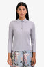 Vince Light Purple Wool Ribbed Collared 3/4 Sleeve Top Size M