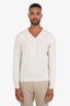Loro Piana White Cashmere V-Neck Sweater Size 48 Men's