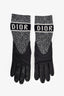 Gants Christian Dior en cuir bleu/maille à logo oblique, taille 8