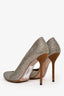 Gucci Brown Suede Silver Crystal Embellished Heels Size 38