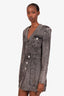 Balmain Grey Acid Wash Denim Button Mini Dress Size 42