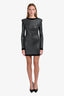 Balmain Black/Silver Crystal Embellished Argyle Long Sleeve Mini Dress Size 40