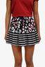 Red Valentino Navy/Red/White Silk Patterned Mini Skirt Size 38