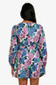 Zimmermann Purple Linen Floral V-Neck Long Sleeve Romper Size 2