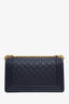 Pre-loved Chanel™ 2018-19 Navy Blue Quilted Calfskin Medium Boy Bag GHW