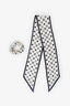 Pre-loved Chanel™ White/Black Polka Dot CC Scrunchie and Scarf Hair Tie Set