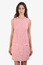 Pre-loved Chanel™ Vintage Pink Cotton Knit Sleeveless Dress with Slip Size 38
