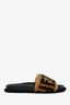 Fendi Brown Shearling FF Zucca Slides Size 36