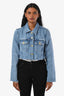 Ganni Light Blue Denim Raw Hem Cropped Denim Jacket Size 36