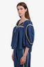 Zimmermann Blue Denim Dark Wash Embroidered Top Size 3