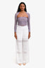 Alice + Olivia White Crochet Wide Leg Pants Estimated Size S