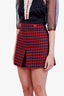 Gucci Red Wool Houndstooth GG Button Mini Skirt Size 40
