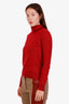 Jil Sander Red Cashmere Turtleneck Sweater Size 36