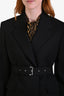 Prada 2023 Black Wool Belted Blazer Size 38